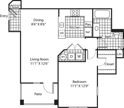 Floor plan One Bed A-1 - Phase II