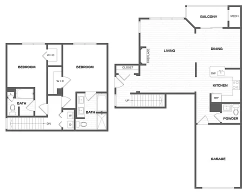 Floor plan 2 Bed/2 Bath-B6T