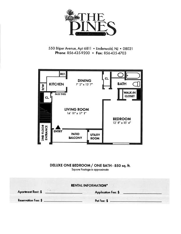 Floor plan 1 bedroom Deluxe and 1 bath