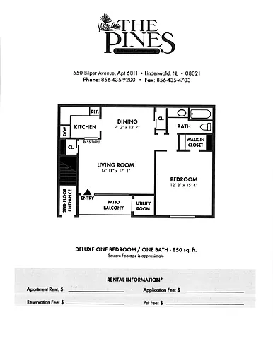 Floor plan 1 bedroom Deluxe and 1 bath