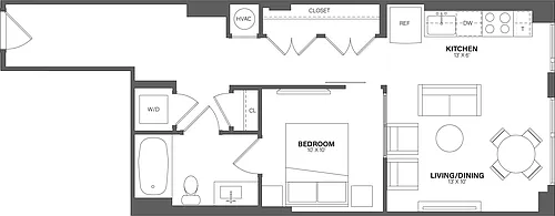 Floor plan 1 Bed/1 Bath-A12