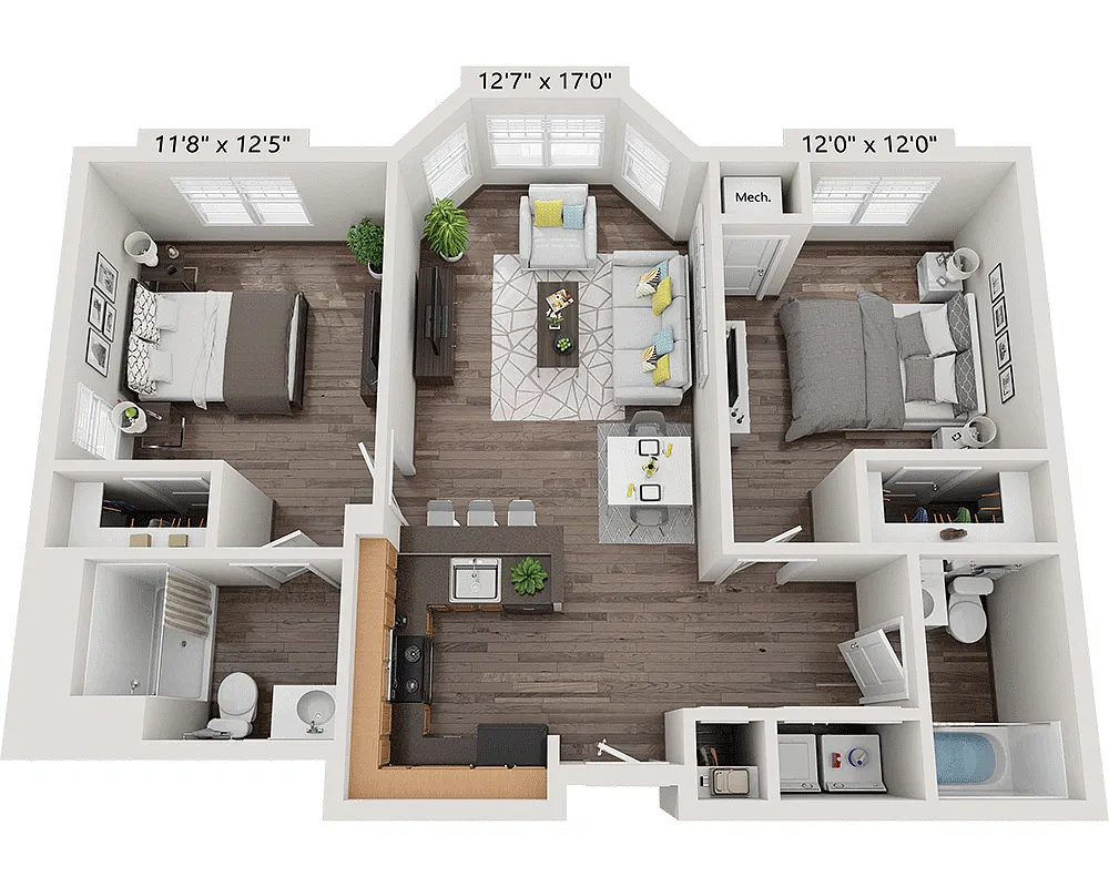 Floor plan Two Bedroom B2A