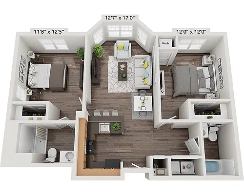 Floor plan Two Bedroom B2A