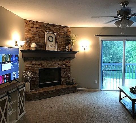 Fireplace & walkout patio