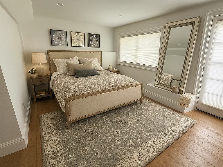 Primary bedroom with direct access to yard