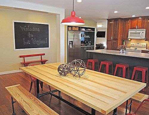 Handmade Ash wood table, 8 foot island w/seating for 4