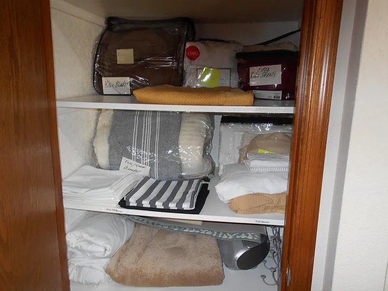 Extra Blankets, Pillows etc. in Hall Closet