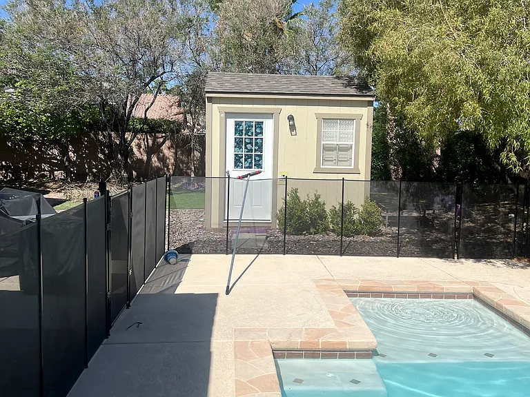 POOL Safety fence included with rental. Currently is in the shad not around the pool