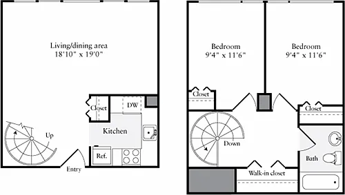 Floor plan The Lofts 2 Bedrooms B