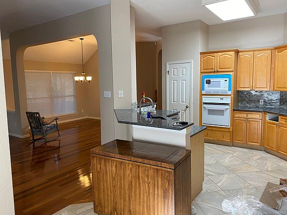 Kitchen and dining room from patio door