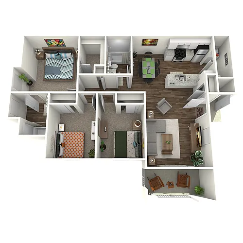 Floor plan D - 3 Bed 2 Bath