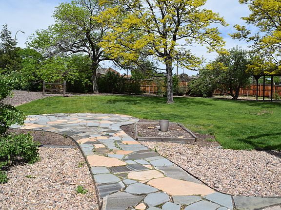 Stone walkway in back yard