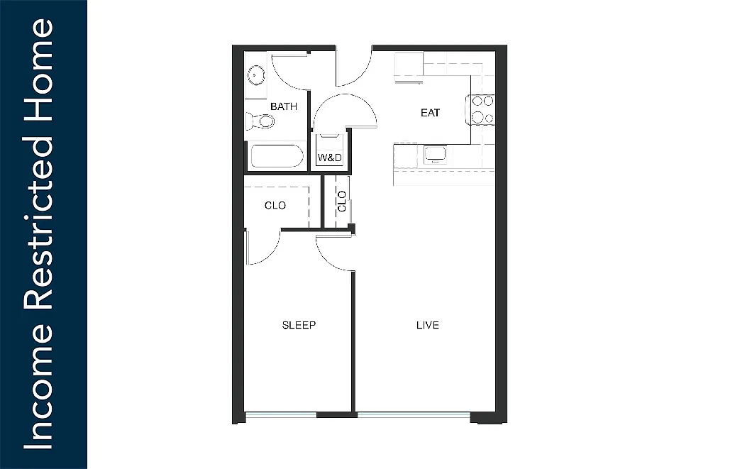 Floor plan 1x1 A4 - 75% MFTE - Iron Flats