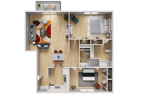 Floor plan 2 Bedroom, 2 Bath
