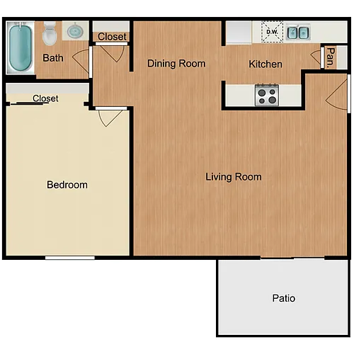 Floor plan 1 Bedroom 1 Bathroom