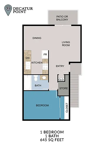 Floor plan 1 Bedroom 1 Bath