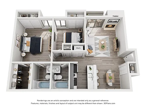 Floor plan 2 Beds 2 Baths Renovated