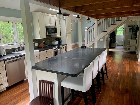 kitchen and island view from the front door