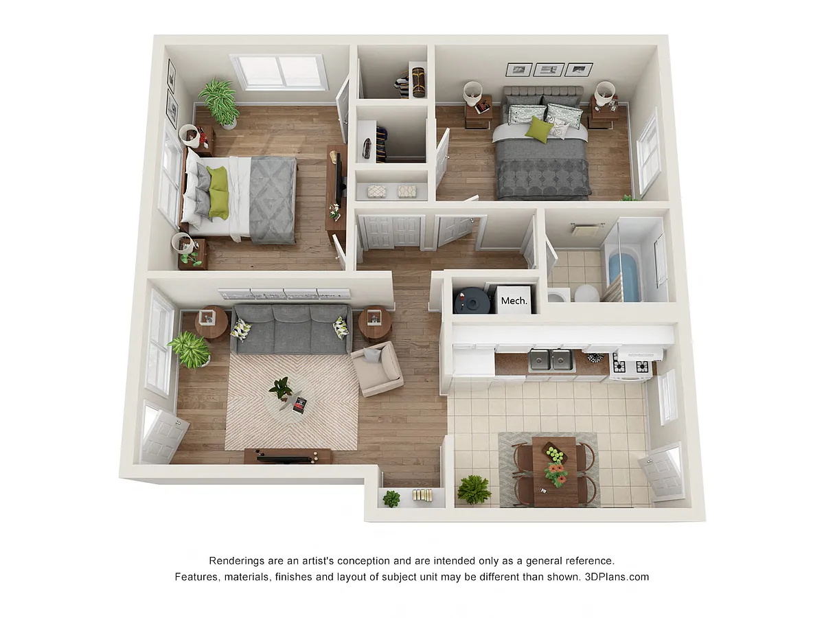 Floor plan 2 Bedroom, 1 Bathroom