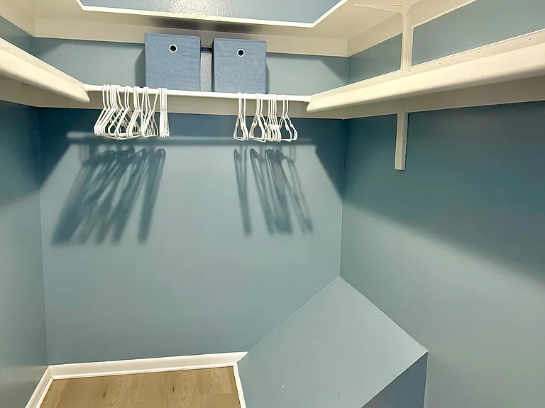 Ample Shelves & Hanging for long stays!