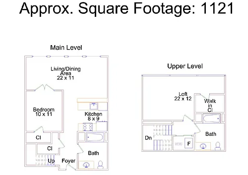 Floor plan 1 Bed Loft