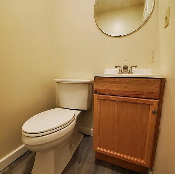 New toilet
New vanity
New faucet