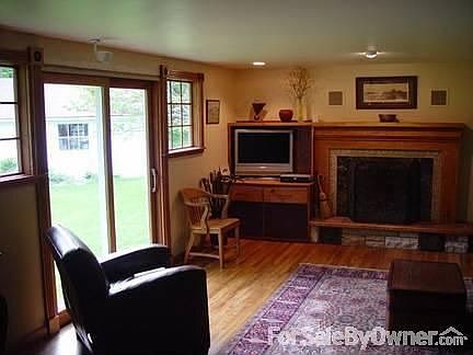 Lvg Rm : hand made local cherry built-ins and fireplace