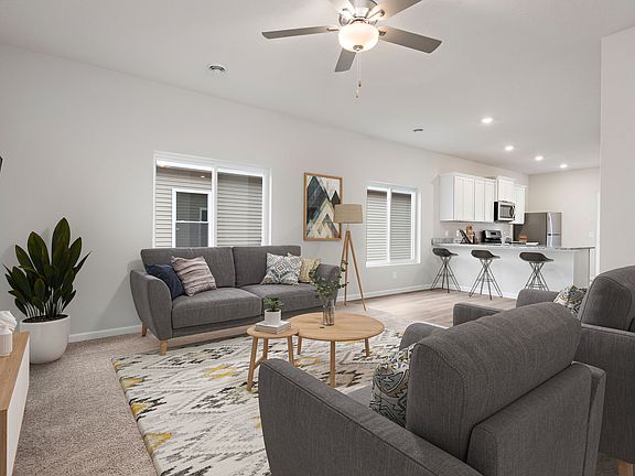 The family room is spacious and open to the kitchen.