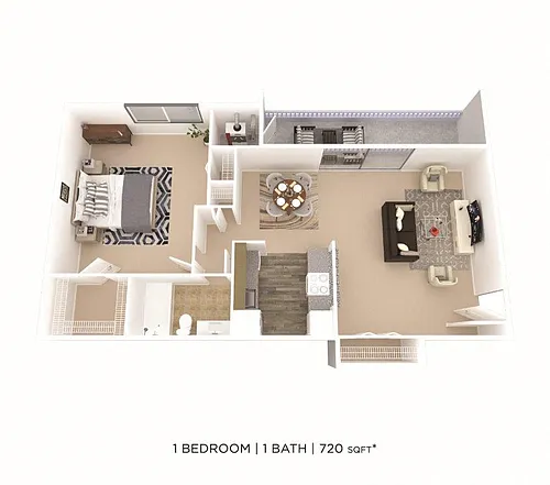 Floor plan One Bedroom - 720 sqft