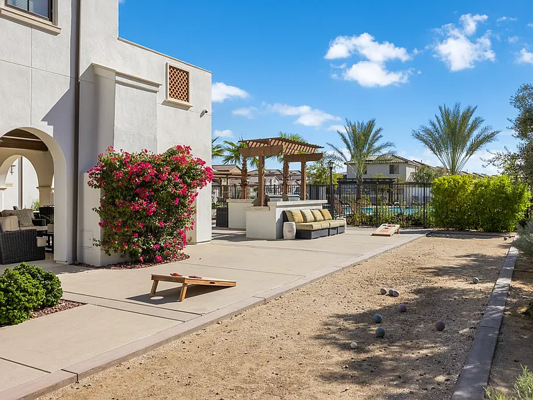 The corn-hole game will have you playing for a while. Rematch?