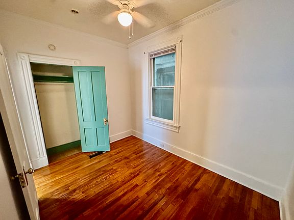 Bedroom with closet space.