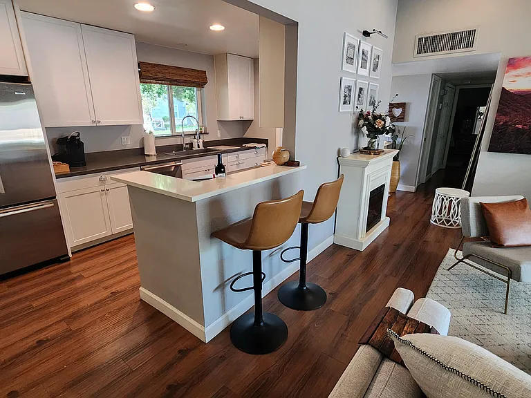 Living room leads into the kitchen