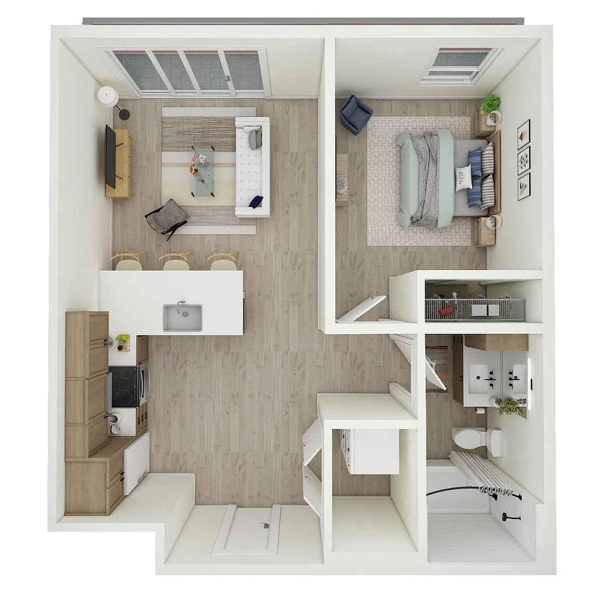 Floor plan 1 Bed 1 Bath - MFTE - a77.1