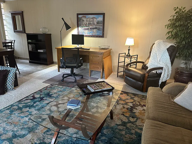 Desk area all set up for you with Wi-Fi available
Jigsaw puzzle table (portable) is there for your enjoyment.