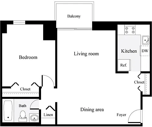 Floor plan 1 Bedroom H