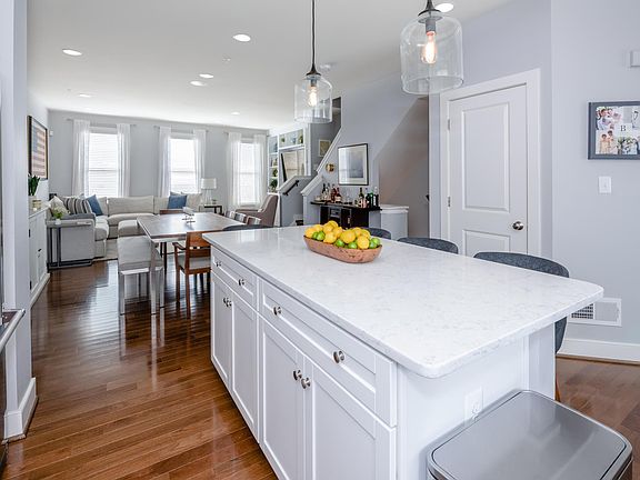 Second floor open concept kitchen/dining/living room.