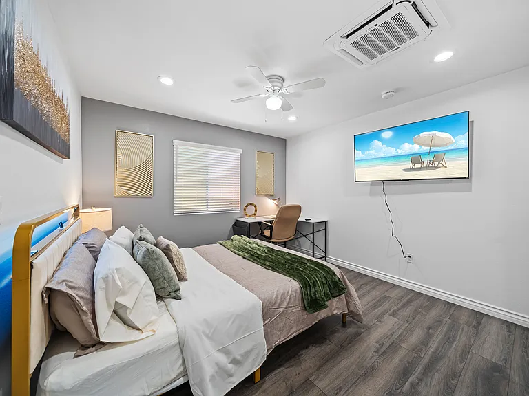 Unwind in this simple, neat room with everything you need to rest well.
