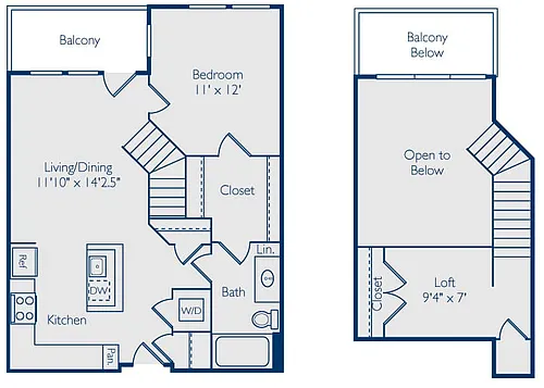 Floor plan 1 Bed 1 Bath A1BL