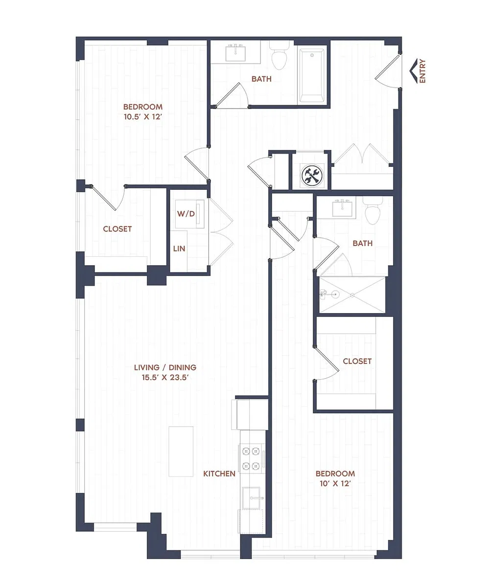 Floor plan 2 Bed/2 Bath-B12