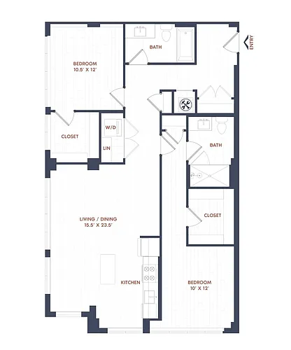 Floor plan 2 Bed/2 Bath-B12