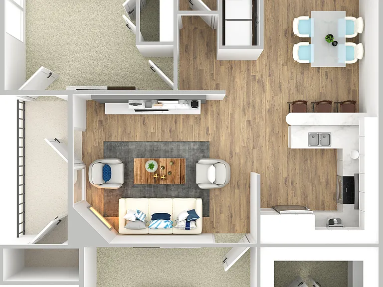 Floorplan - Wellington - 2Bed2Bath - 1056SF Floorplan - Wellington - 2Bed2Bath - 1056SF