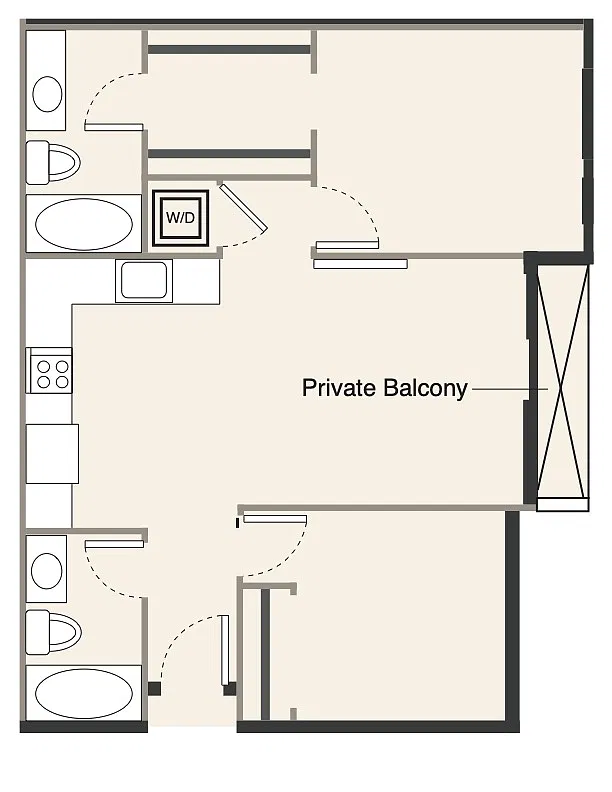 Floor plan F 2 bed, 2 bath