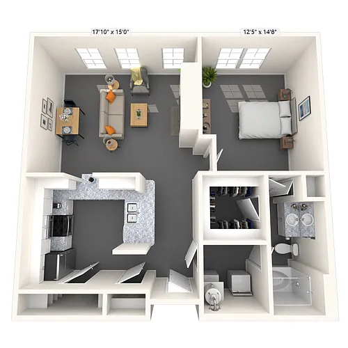 Floor plan Traditional 1x1 754-920 SF
