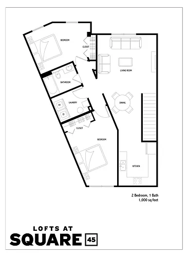 Floor plan 2 Bed 1 Bath