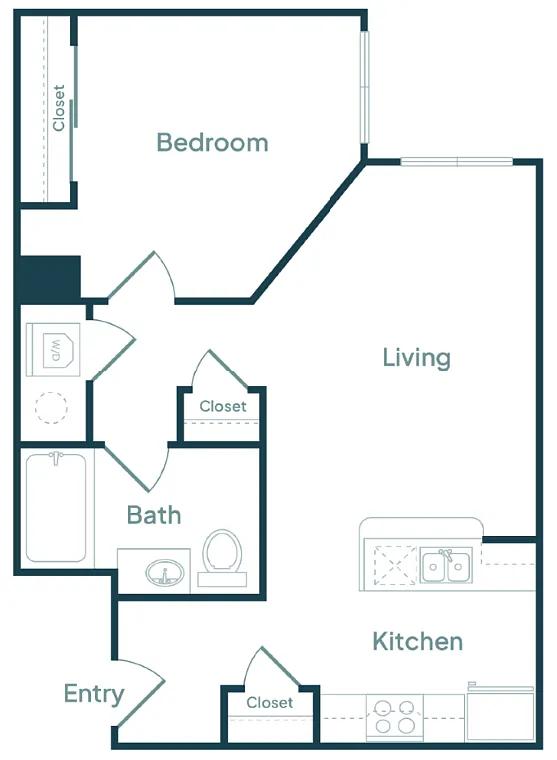 Floor plan 1 Bedroom 1 Bath (C)