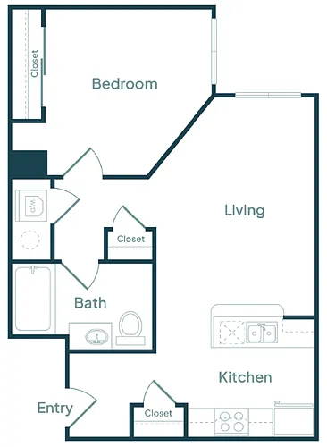 Floor plan 1 Bedroom 1 Bath (C)
