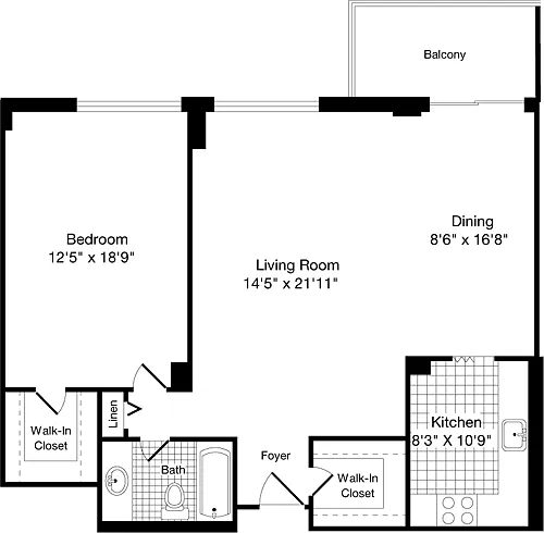 Floor plan 1 Bedroom V