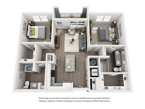 Floor plan B1 - Flagler - Two Bedroom, Two Bathroom