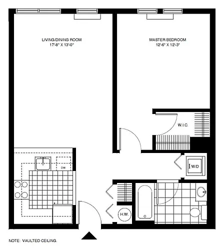 Floor plan P1 1BR 1BA (760 SF)