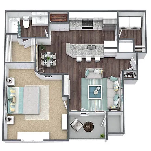 Floor plan A1: 1 Bed 1 Bath